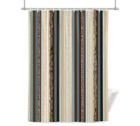 Vintage Striped Shower Curtain for Bathroom, Blue Brown White Stripe Abstract Retro Waterproof Cloth Fabric Bathroom Accessories Set with 12 Rust Proof Plastic Hooks, 72” x 84”