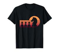 Vintage Striped Sunset Knight and Pawn T-Shirt
