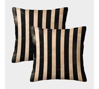 Vintage Stripes-Black And Beige Pattern Pillow Covers 2 Pack Cozy Pillowcases Art Cushion Cover with Zipper Decorative Couch Living Room 45x45cm