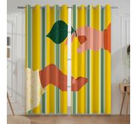 Vintage Stripes Lemon Curtains For Boys And Girls - Original Design Digital Printing Panel Curtains, Yellow, W46 x L90(2 Panels) 117x228cm