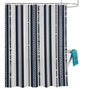 Vintage Stripes Shower Curtain for Bathroom, Black Striped Retro Lines Geometric Waterproof Cloth Fabric Bathroom Accessories Set with 12 Rust Proof Plastic Hooks, 72” x 78”