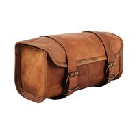 The Vintage Stuff Leather Handlebar Bag Brown Saddle Motorcycle Bag Bicycle Tool Bag Buff Leather Travel Accessory Pouch (Tan Brown)