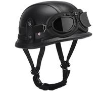 Vintage Style 3/4 Open Face Motorcycle Helmet, Motorcycle Helmet With Sun Visor, Open-Face Helmets With Adjustable Quick Release Buckle, ECE Certified J,M(56-57cm)