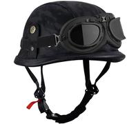 Vintage Style 3/4 Open Face Motorcycle Helmet, Motorcycle Helmet With Sun Visor, Open-Face Helmets With Adjustable Quick Release Buckle, ECE Certified E, XL(60-61cm)