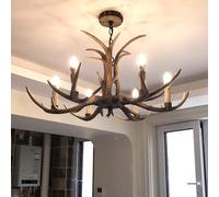 Vintage Style American Rural Resin Antler Chandelier Pendant Lights Ceiling 6 Light E14 Decoration Lamp Study Dining Bedroom Living Room Bar Cafe