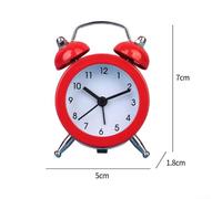 Vintage Style Analog Clock with Quartz Movement, Silent Sweep Mini- Twin- Bell Alarm Clock for Bedside Desk, Battery Powered Retro Metal Night Clock(red)