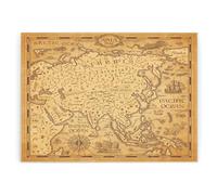 Vintage Style Asia Map Large Rectangular Glass Worktop Protector - Travel Lovers Gift/Souvenir - Smooth Board Kitchen Chopping/Cutting Board Worktop Saver with Non-Slip Feet 39cm x 28.5cm (15" x 11")