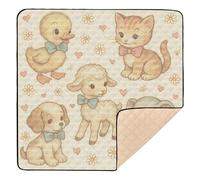 Vintage Style - Baby Animals Pattern Large Stylish Baby Playmat for Indoor Outdoor 1-Piecing Travel Play Mat for Baby Kids Toddlers Infants, 50'' x 50''