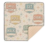 Vintage Style - Baby Milestones Pattern Large Stylish Baby Playmat for Indoor Outdoor Portable Playroom Activity Mat for Baby Toddler Infant, 50'' x 50''