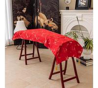 Vintage Style Bamboo Leaf Pattern Guzheng Dust Cover with Tassels, Universal Guqin Piano Keyboard Dustproof Cover, Protection and Decor- Red||200×60cm