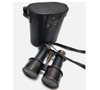 Vintage Style Binoculars with Black Leather Case - Antique Brass Look, Adjustable Focus - Retro Binoculars for Bird Watching, Walking, Theatre, Travel and Collectors
