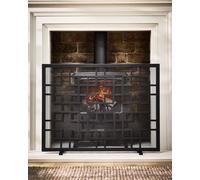 Vintage Style Black Fireplace Guard Fire Screen Guard H65cm x W84cm Dibor Black One Size