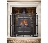 Vintage Style Blacksmith 3-Fold Window Fireplace Guard Fire Screen Guard H71cm x W102cm Dibor Black One Size