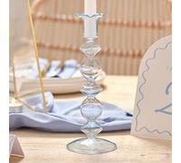 Vintage Style Blue Candle Holder, Medium-Sized Glass Tea Light Candle Holder for Wedding or Special Occasions, Elegant Blue Candlestick Holder for Dining Tables
