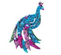 Vintage Style Blue Purple Pink Diamante Peacock BROOCH Faux Crystal Broach 5cm x 4cm v2