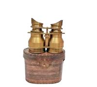 Vintage-Style Brass Binoculars with Leather Storage Case Classic Nautical Look for Display, Gifting or Collection Inspired by Historic Royal Navy Design