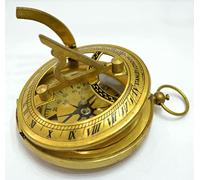 Vintage Style Brass Compass Sundial Pocket Compass Gold Nautical Marine Handmade Sundial Compass Navigational Compass