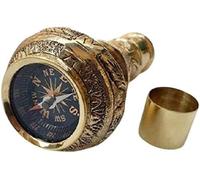 Vintage Style Brass Walking Stick Handle with Nautical Compass, Decorative Cane Topper