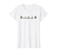Vintage Style Camping Campfire Coffee Tent Trees Value Graphic T-Shirt, Women, White, S