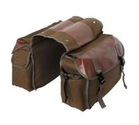 Vintage Style Canvas Bike Bag With Sturdy Leather Stitching, Rear Rack Mounted For Convenient Storage During Commutes And Cycling Trips(Camel)