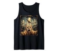 Vintage Style Cat Selfie UFO Dinosaurs Tank Top
