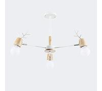 Vintage Style Ceiling Light,for Living Room Bar Cafe,E27 Resin Antler Deer Horn Chandelier,Magic Beans Molecule Iron Chandelier,American Rural Countryside Antler Chandeliers-White. 3 Head Made in
