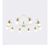 Vintage Style Ceiling Light,for Living Room Bar Cafe,E27 Resin Antler Deer Horn Chandelier,Magic Beans Molecule Iron Chandelier,American Rural Countryside Chandeliers-Black. 8 Head (White. 10 head)