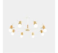 Vintage Style Ceiling Light,for Living Room Bar Cafe,E27 Resin Antler Deer Horn Chandelier,Magic Beans Molecule Iron Chandelier,American Rural Countryside Chandeliers-Black. 8 Head (White. 8 head)