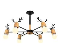 Vintage Style Ceiling Light,for Living Room Bar Cafe,E27 Resin Antler Deer Horn Chandelier,Magic Beans Molecule Iron Chandelier, Rural Countryside Antler Chandeliers-White. 6 Head Made in