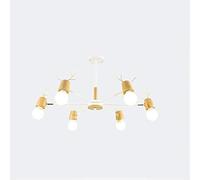 Vintage Style Ceiling Light,for Living Room Bar Cafe,E27 Resin Antler Deer Horn Chandelier,Magic Beans Molecule Iron Chandelier,American Rural Countryside Chandeliers-Black. 8 Head (White. 6 head)