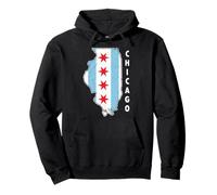 Vintage Style Chicago Gift Design Idea Chicago Flag Pullover Hoodie