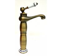 Vintage Style Chrome Steel with Porcelain Bath Basin Sink Mono Bloc Mixer Tap (Antique Brass Tap)