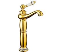 Vintage Style Chrome Steel with Porcelain Bath Basin Sink Mono Bloc Mixer Tap (Gold Tap)