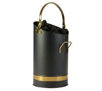 Vintage Style Coal Scuttle Bucket with Brass Handle & Band | Carrying Handle, Recycled Metal, Cast Iron, Kindling Basket, Fireplace Log Burner, Storage, Wood Burner Accessory