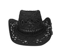 Vintage Style Cowboy Hats Unisex Straw Foldable Shapeable Wide Brim Sun Protection Straw Hats Adults Spring Summer Anti UV Sun Beach Cap Western Cowgirl Hats Bush Hat Black