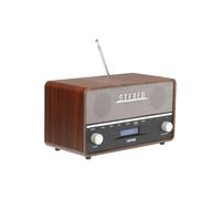 Vintage Style DAB+ FM - Bluetooth - AUX In - Clock - Wood Cabinet - Mains or Battery Denver Dark Brown One Size
