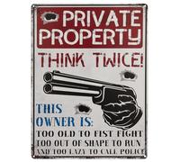 Vintage Style Danger Sign, Warning Fallout Shelter Sign, Radiation Symbol,No Trespassing Sign, 16 x 12.5 in (PRIVATE PROPERTY)