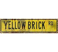 Vintage Style Decorative Metal Tin Sign 8x12 in Yellow Brick Rd Wall Hanging Plaque for Home Garden Bar Decor Fun Gift