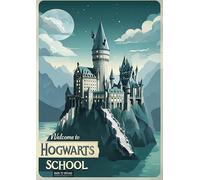 Vintage-Style Digital Illustration of Hogwarts School Castle - A4 Poster Featuring Fantasy Hogwarts School Perfect Wall Art for Home or Office Inspiring Stories and Otherworldly Vibes