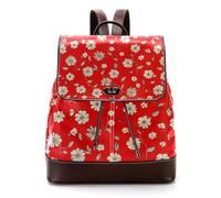 Vintage-Style Ditsy Floral and Leaves Pattern Women Backpack, Small Travel Flap Rucksack Handbag Causal Daypack for Ladies Girls