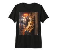 Vintage Style Drifter Bengal Cat Smoking Cigar Retro Bar Tee Premium T-Shirt