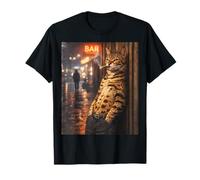 Vintage Style Drifter Bengal Cat Smoking Cigar Retro Bar Tee T-Shirt
