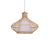 Vintage Style E27 Chaner Bamboo Lantern Hanging Light - Handmade Woven Rattan Art Pendant Lamp for Country House, Restaurant, Farmhouse Decor