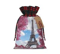 Vintage Style Eiffel Tower Paris Patterned decorative gift bag, drawstring candy bag, reusable, suitable for storing gifts or everyday items.
