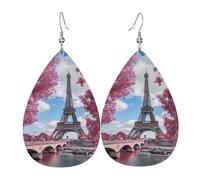 Vintage Style Eiffel Tower Paris Patterned leather earrings, women's earrings, suitable for daily wear, party and date