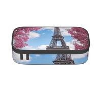 Vintage Style Eiffel Tower Paris Pencil Case, Large-Capacity Double Layer Student Pencil Case, Office Stationery Bag, Portable Pencil Case