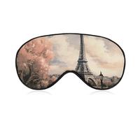 Vintage Style Eiffel Tower Paris Sleep Mask Light Block-Out Eye Mask for Side Sleeper Pressure-Free Soft Night Blindfold with Adjustable Strap Breathable Sleep Eye Cover for Travel