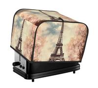 Vintage Style Eiffel Tower Paris Toaster Cover 4 Slice, Two Slice Bread Machine Covers Quilted Toaster Dust Cover Universal Size Kitchen Small Appliance Cover With Top Handle