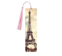 Vintage Style Eiffel Tower Paris Wooden Bookmark 5pcs for Book Lovers,DIY Wood Craft Bookmarks with Colorful Tassels Wooden Gift Tags Labels Rectangle Bookmarks Ornaments Unusual Gift for Men Women