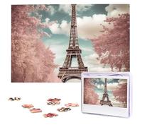 Vintage Style Eiffel Tower Paris Wooden Puzzles 1000 Pieces Personalized Jigsaw Puzzle For Adults Interesting Custom Photo Puzzles Gift For Holiday Birthday Wedding Anniversay